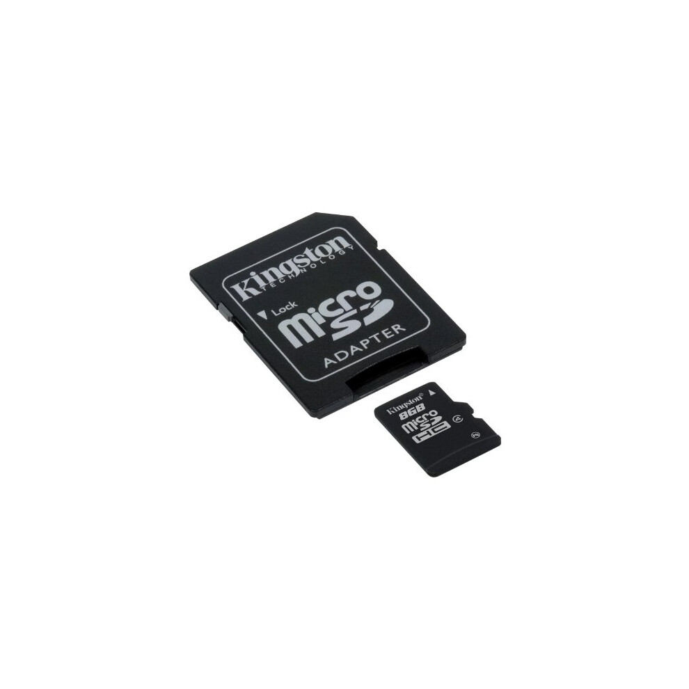 Kingston Microsdhc Sdc4/8Gb Class 4 Flash Card + Sd Adapter, Black
