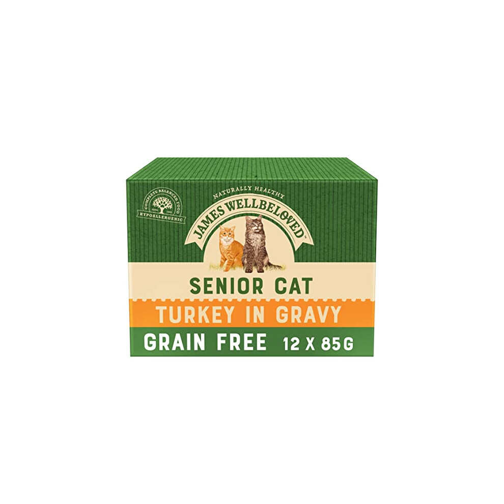 James Wellbeloved Senior Grain Free Turkey in Gravy 12 Pouches, Hypoallergenic Wet Cat Food, Pack of 1 (12 x 85 g) - Image 4