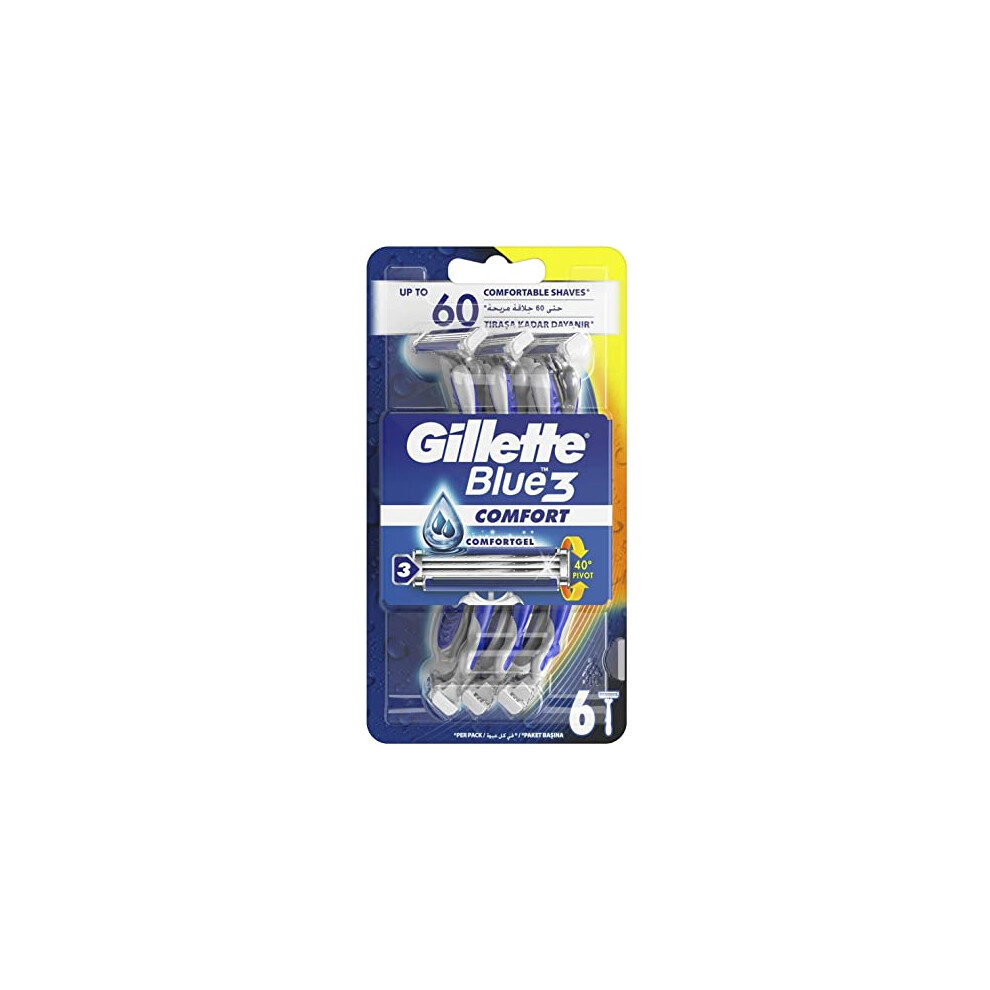 Gillette Iii Disposable Razors - Pack Of 6 Blue