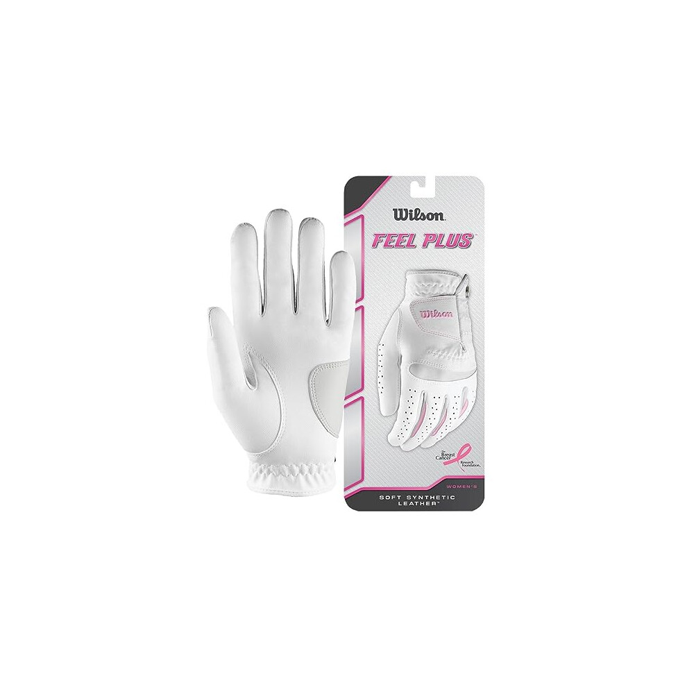 Women's Feel Plus Left Hand Golf Gloves, White, Small