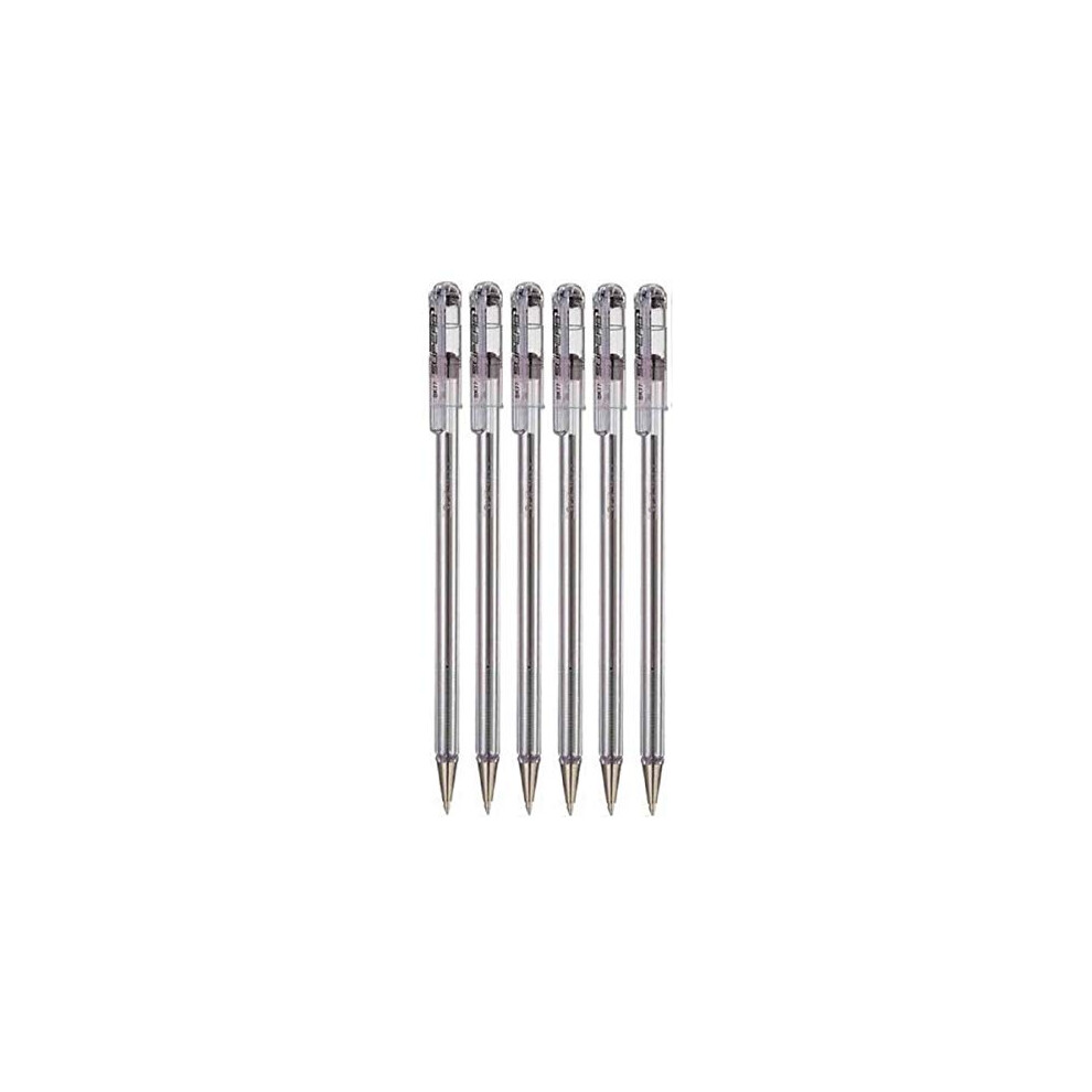 Pentel Black Superb Ballpoint Pen Ball Point Pens 0.7Mm Nib Tip 0.25Mm Line Width Fine Line Refillable Ink Bk77 (Pack Of 6)