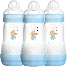 Easy Start Self Sterilising Anti-Colic Baby Bottle Pack of 3 (3 x 260 ml), Anti-Colic Bottle with Medium Flow MAM Teats Size 2, Newborn Essentials,