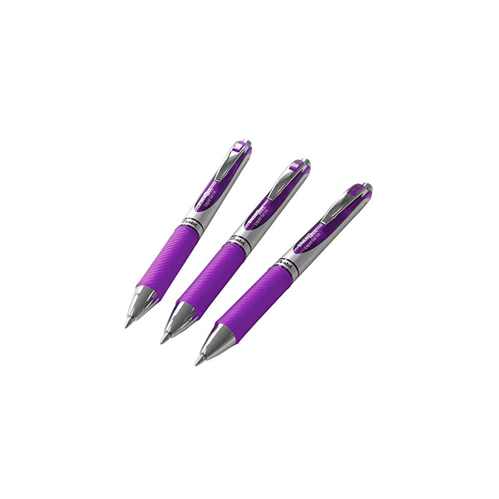 EnerGel XM BL77 - Retractable Liquid Gel Ink Pen - 0.7mm - 54% Recycled - Purple - Pack of 3