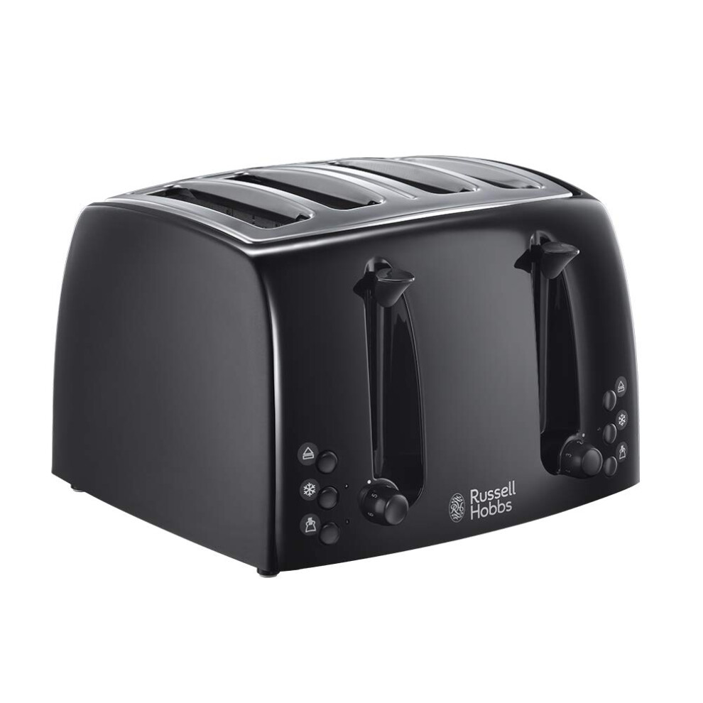 New Russell Hobbs Textures 4 Slice Toaster (Extra Wide Slots, 6 Browning Levels, Frozen, Cancel & Reheat Function With Indicator Lights, Removable Crumb Tray, 850W,