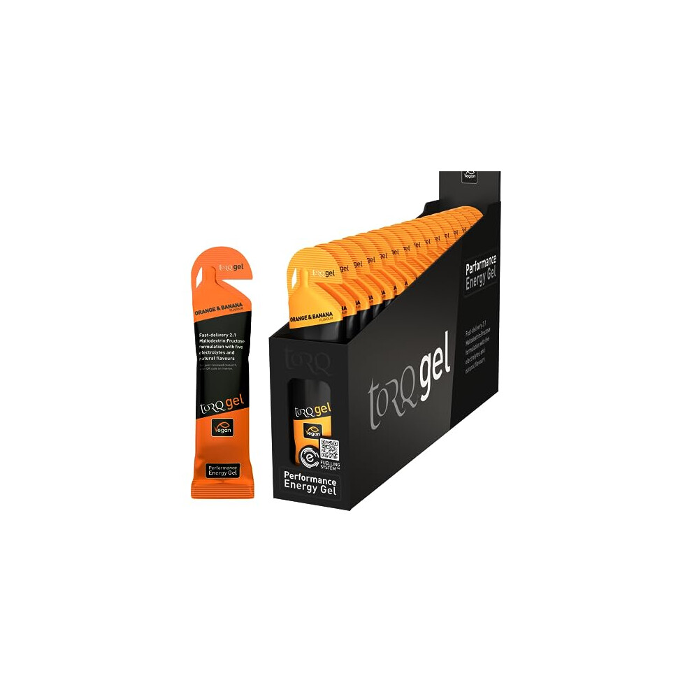Torq Orange Energy Gel & Banana - Sports, Cycling, Running Gels With 30 G Carbohydrates, Box Of 15