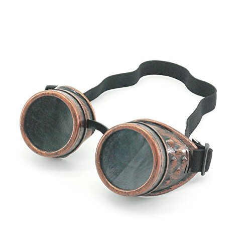 Cyber Goggles Steampunk Welding Goth Cosplay Vintage Goggles Rustic (Copper)