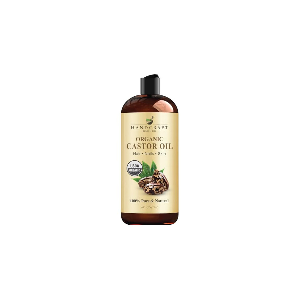 Handcraft Organic Castor Oil for Hair Growth, Eyelashes and Eyebrows - 100% Pure and Natural Carrier Oil, Hair Oil and Body Oil - Moisturizing Massage