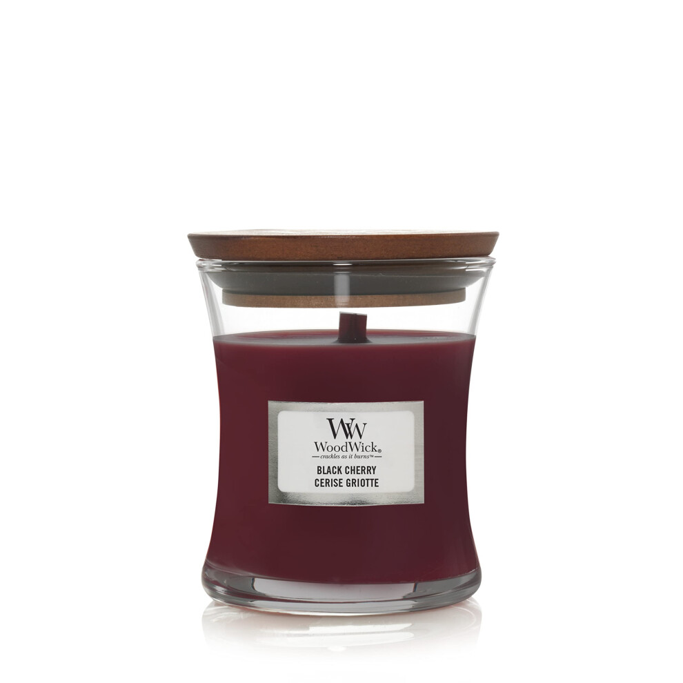 Medium Hourglass Scented Candle, Black Cherry, with Crackling Wick, Burn Time: Up to 60 Hours Glass, Black Cherry