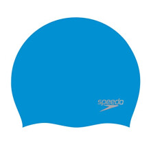 Unisex Adult Moulded Silicone Swimming Cap Swimming Cap, Blue/Chrome, One Size