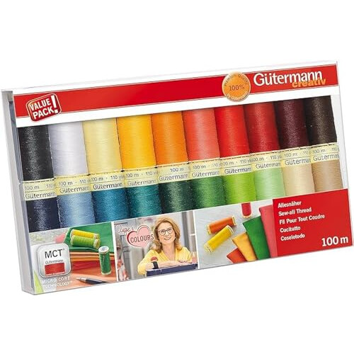 Gütermann 734610-1 Thread Set Sew-All 100 m x 20 reels, Multicoloured