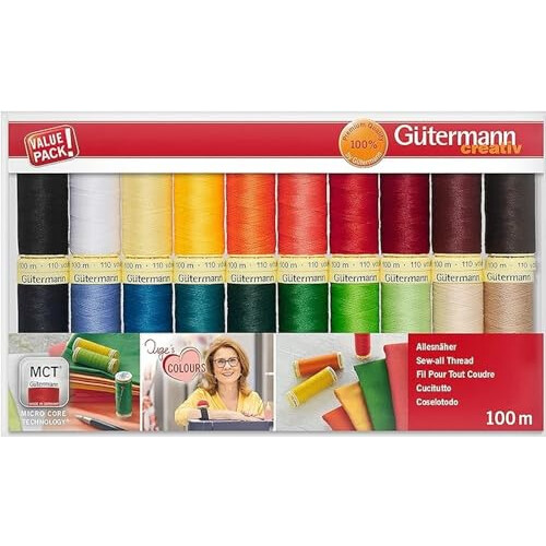 Gütermann 734610-1 Thread Set Sew-All 100 m x 20 reels, Multicoloured 1