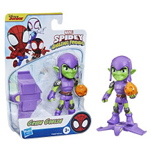 Marvel Spidey and His Amazing Friends Green Goblin Hero Figure, 10-cm-scale Action Figure and Accessory, for Children Aged 3 and Up