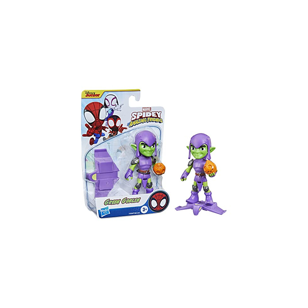 Marvel Spidey and His Amazing Friends Green Goblin Hero Figure, 10-cm-scale Action Figure and Accessory, for Children Aged 3 and Up