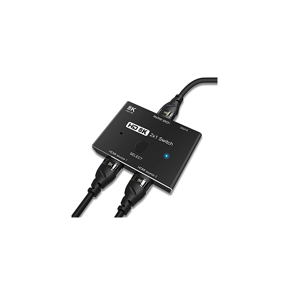 Hdmi Ultra Hd 8K Hdmi 2.1 High Speed 48Gbps Directional Switch Only 2In 1Out 8K@60Hz 4K@120Hz Splitter Converter Compatible With Xbox Ps5 Projectors 6973763660245