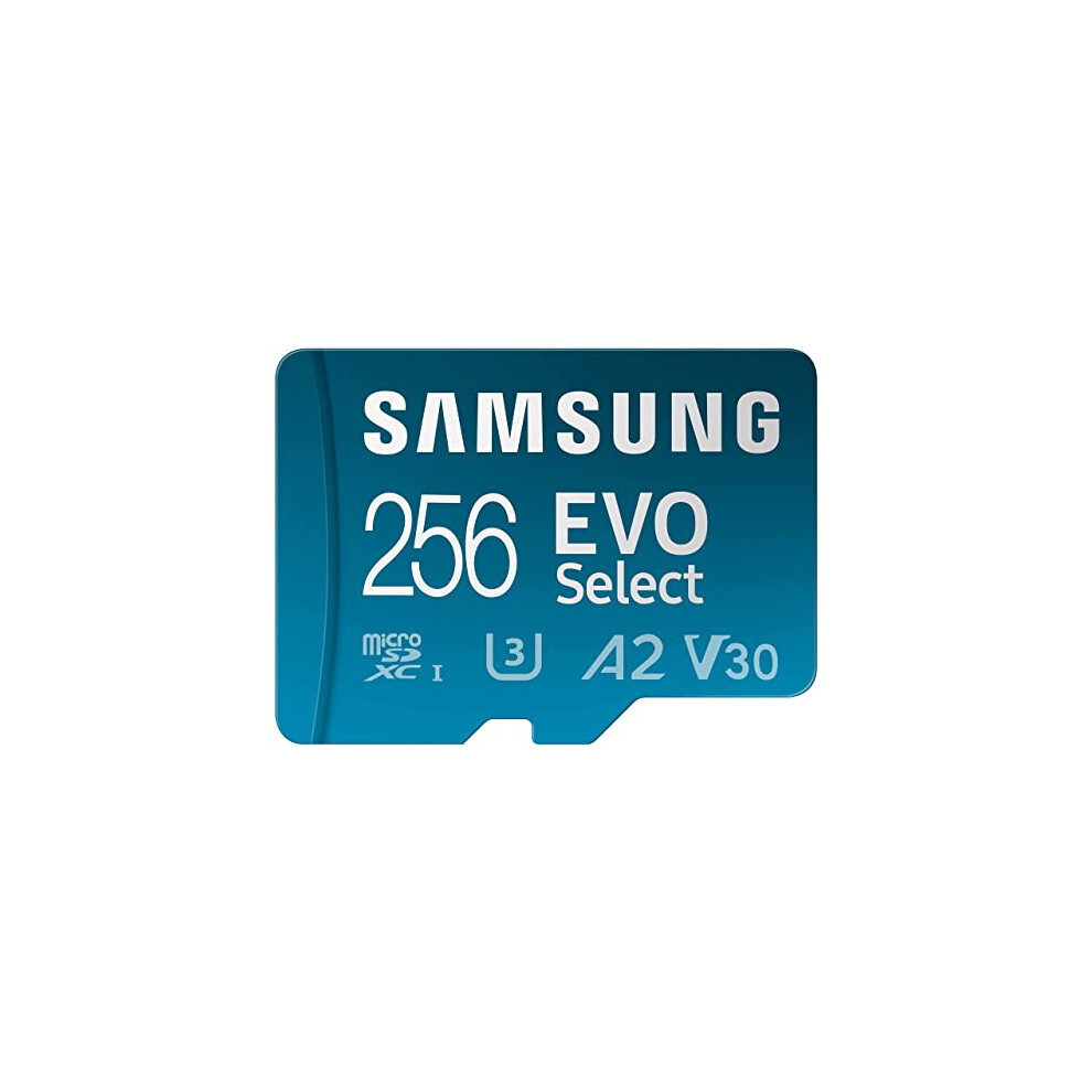 EVO Select Micro SD-Memory-Card + Adapter, 256GB microSDXC 130MB/s Full HD & 4K UHD, UHS-I, U3, A2, V30, Expanded Storage for Android Smartphones,