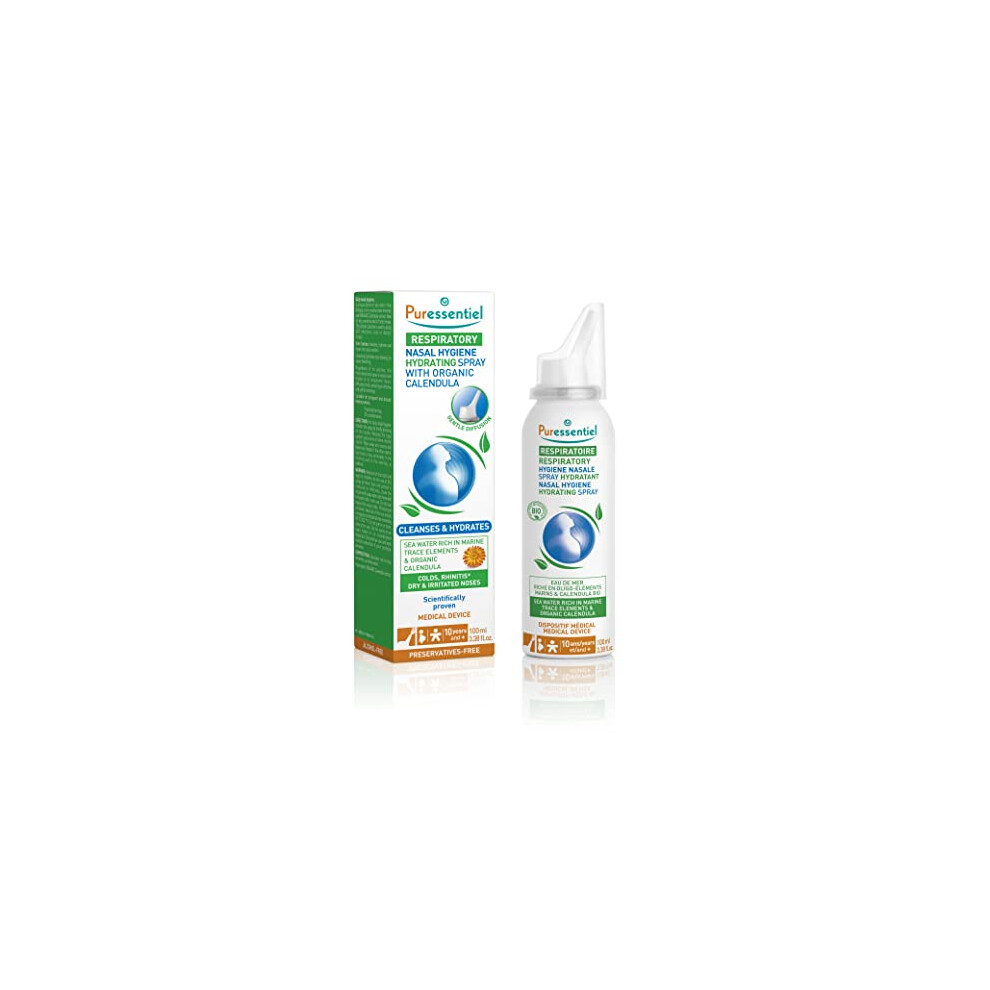 Puressentiel Respiratory Nasal Hygiene Hydrating Spray - Cleanses The Nasal Cavities - Isotonic Solution - Ideal For Dry, Sensitive And Irritated Noses - Sea Water