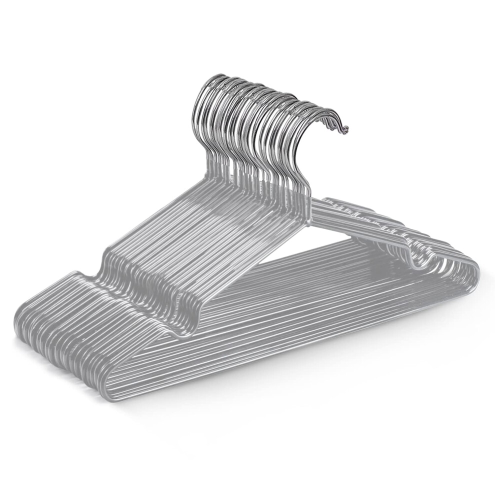 20x Premium Rubber Coated Metal Hangers - Heavy Duty - Space Saving Organiser Clothes Hangers For Wardrobes Coat Rack Rails (Grey)