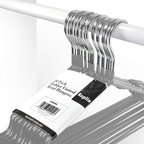 KEPLIN 20 Pack Heavy Duty Rubber Coated Metal Hangers, Grey 2