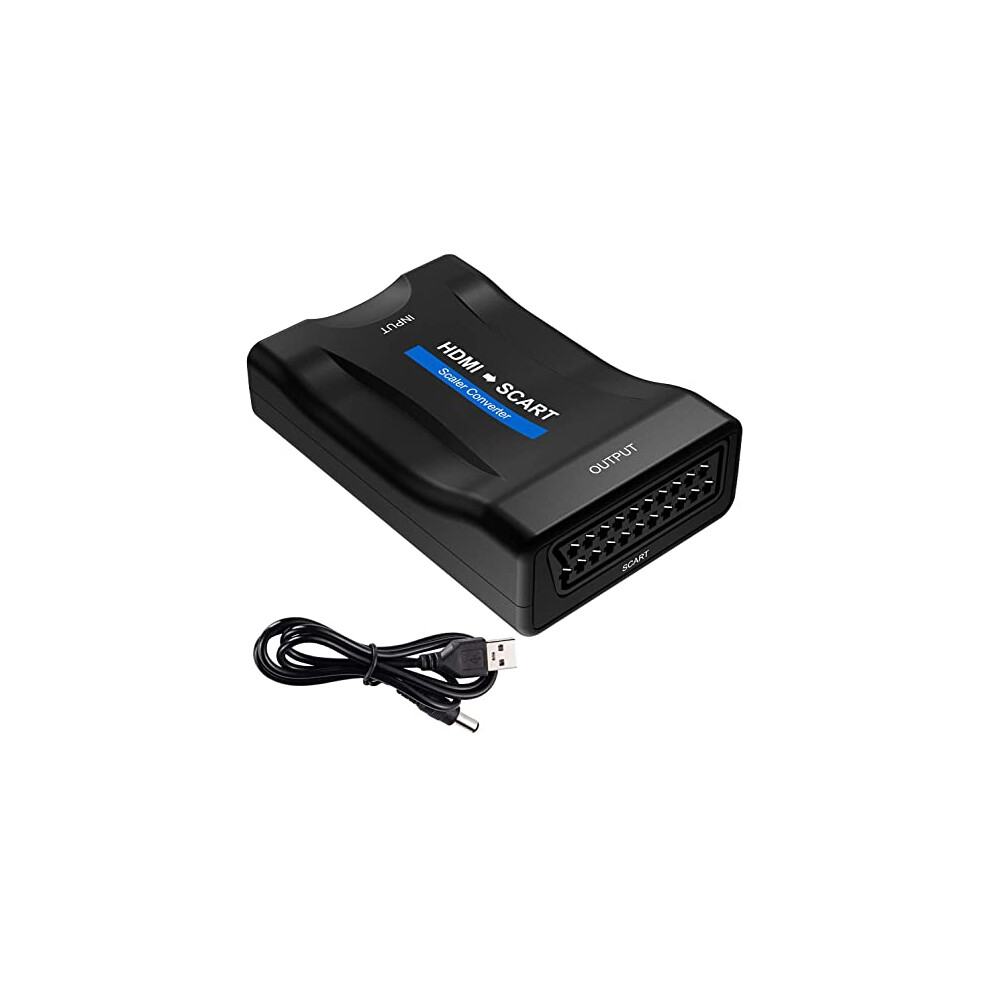 Tfufr Hdmi To Scart Converter, 1080P Hdmi Input Scart Output Adaptor Hdmi Video And Audio Signal To Analog Scart Cvbs Signal For Sky Blu-Ray Hdtv Dvd Ps4 Pc