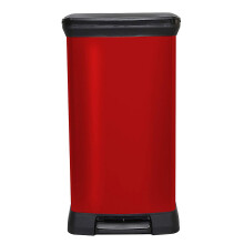 Metal Effect 70% Recycled Kitchen Pedal Touch Deco Bin 50 Litres - Red