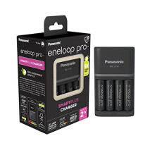 Panasonic eneloop SmartPlus charger | for 1-4 AA/AAA Ni-MH batteries, with 4 LED indicators & 10 safety features including 4 eneloop AA/Mignon