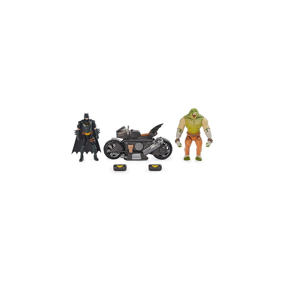 Comics, Batman Transforming Batcycle Battle Pack with Exclusive 10-cm Killer Croc and Batman Action Figure, Kids' Toys for Boys and Girls Aged 4+