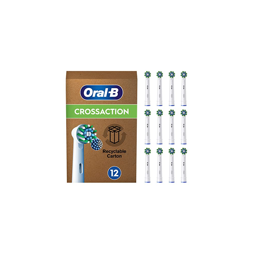 Oral-B Pro Cross Action Electric Toothbrush Head, X-Shape And Angled Bristles For Deeper Plaque Removal, Pack Of 12 Toothbrush Heads, Suitable For Mailbox,