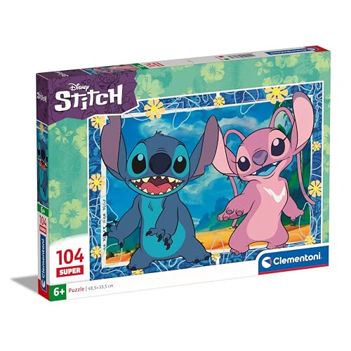 Clementoni 27573 Disney Stitch Supercolor Super Stitch-104 Pieces| Jigsaw Kids Age 4| Puzzle Cartoon| Made in Italy, Multilingual