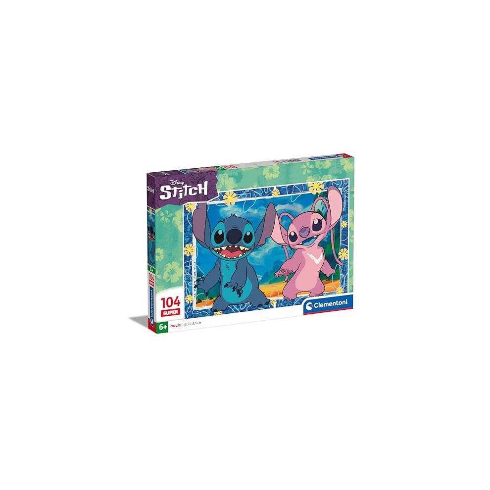 27573 Disney Stitch Supercolor Super Stitch-104 Pieces| Jigsaw Kids Age 4| Puzzle Cartoon| Made in Italy, Multilingual