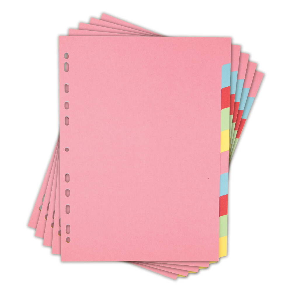 5 Pack A4 File Dividers, 10 Part Card Folder Dividers