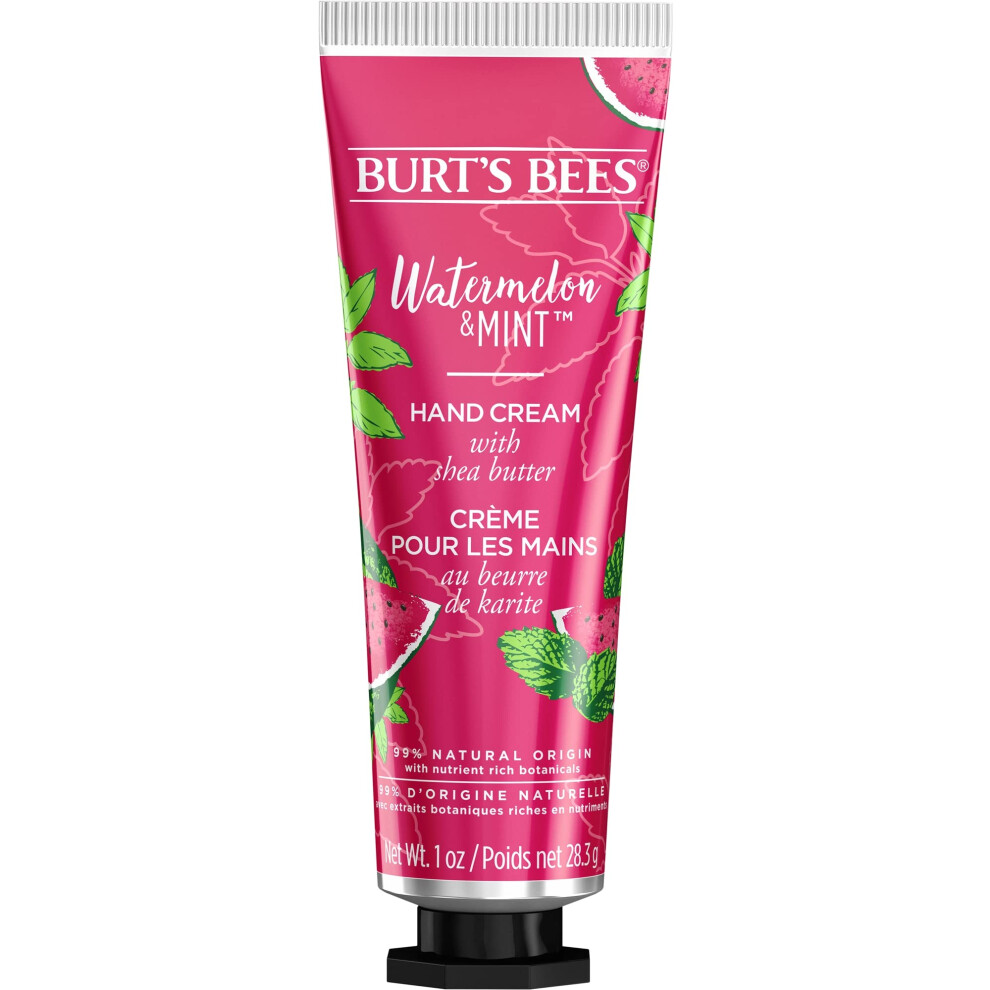 Burt's Bees Hand Cream for Very Dry Hands, Watermelon & Mint, Hand Moisturiser With Shea Butter, 28.3g