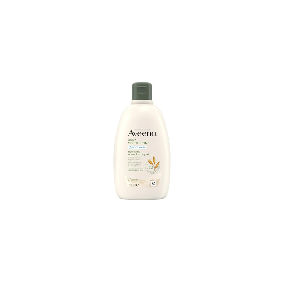 Daily Moisturising Body Wash, With Soothing Oat, Suitable For Sensitive Skin, Gently Cleanses and Nourishes, Soap-Free, Lightly Scented, 500ml