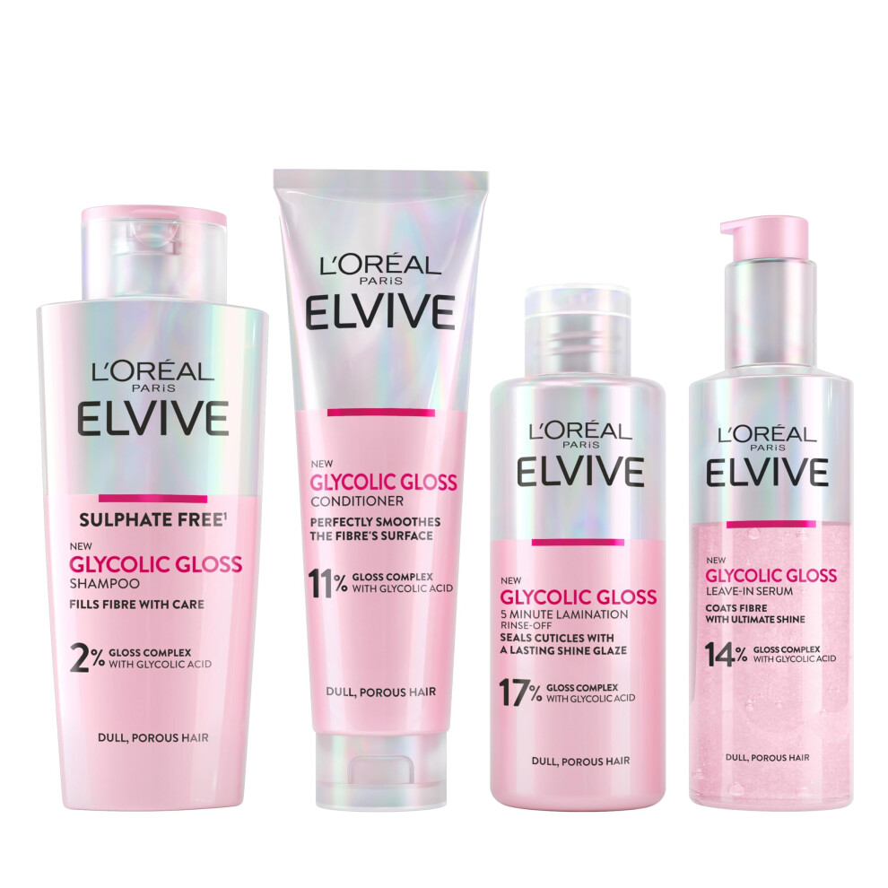 New L’oréal Paris Elvive Glycolic Gloss For Dull Porous Hair, Get The Shiniest Hair Of Your Life, Glossing Routine For Mirror-Like Shine, Shampoo, Conditioner,