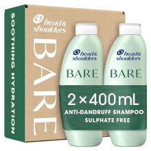 Anti dandruff Shampoo, Soothing Hydration Sulphate free, 2 x 400 ml, Duo Pack. Bare Shampoo For Dry Itchy Flaky Scalp, Minimal Ingredients, Free from
