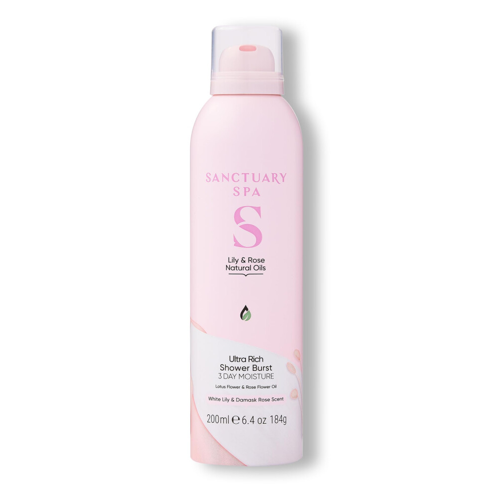 Lily and Rose Natural Oils Ultra Rich Shower Burst, No Mineral Oil, Cruelty Free and Vegan Foaming Body Wash, 200ml
