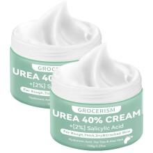 Grocerism 2 Packs Urea Cream 40% Plus 2% Salicylic Acid 5.30 oz || Foot Cream Maximum Strength with Hyaluronic Acid Tea Tree and Aloe Vera for