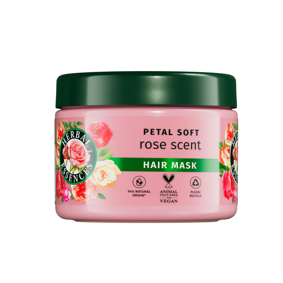 Herbal Essences Rose Scent Petal Soft Hair Mask 500Ml To Help Dry Hair Feel Silky, Hydrated And Intensely Nourished, Blended With Rose Essence And Natural Origin
