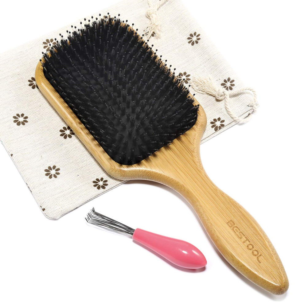 Bestool Hair Brush, Boar Bristle Hair Brushes For Women Men Kid, Boar & Nylon Bristle Brush For Wet/Dry Hair Smoothing Massaging Detangling, Everyday Brush