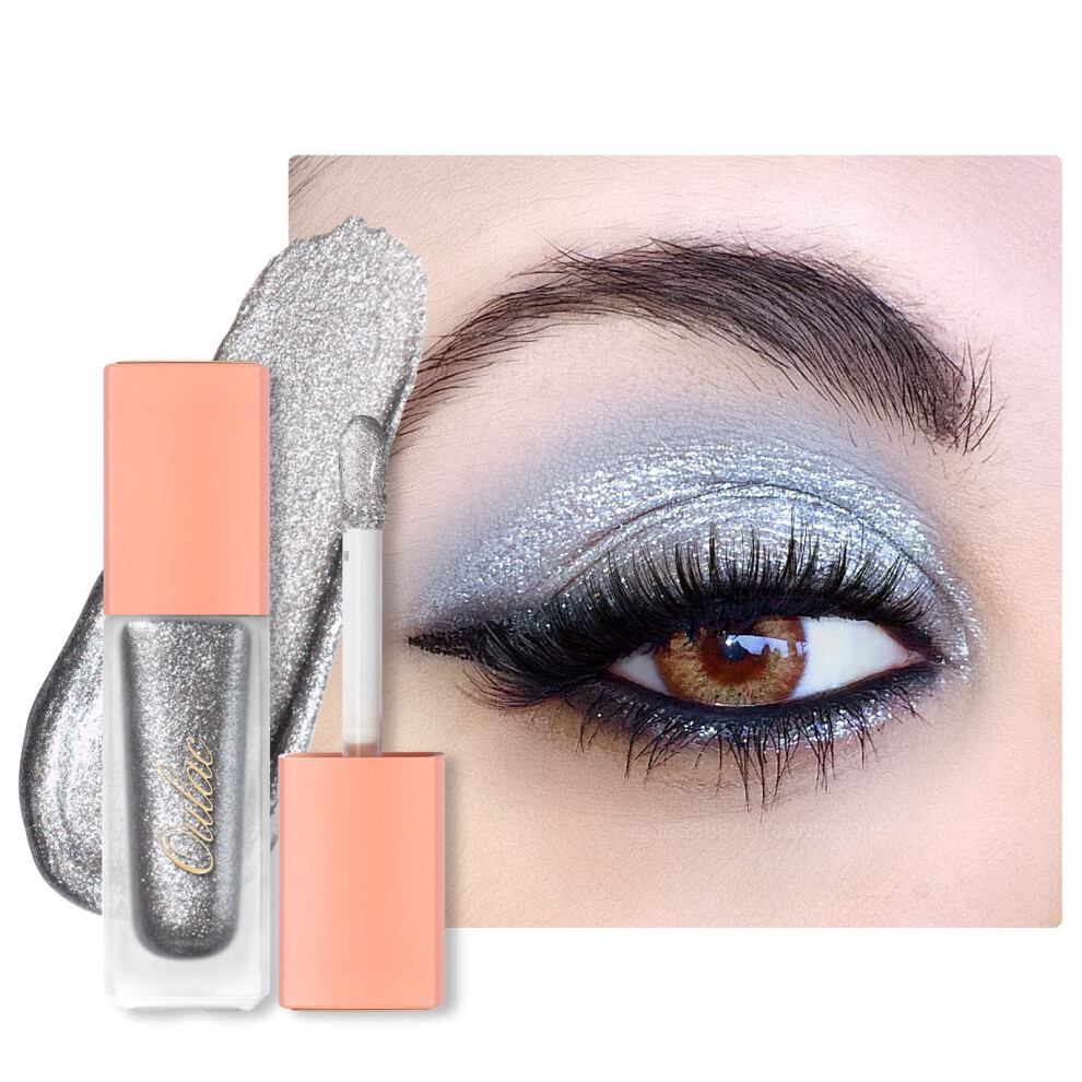 Oulac Liquid Glitter Eyeshadow Â Silver Eyeshadow Liquid Shimmer Eyeshadow & Eyeliner With Fine Sparkle, Blendable Sparkly Eye Make-Up, Crease-Free, Vegan