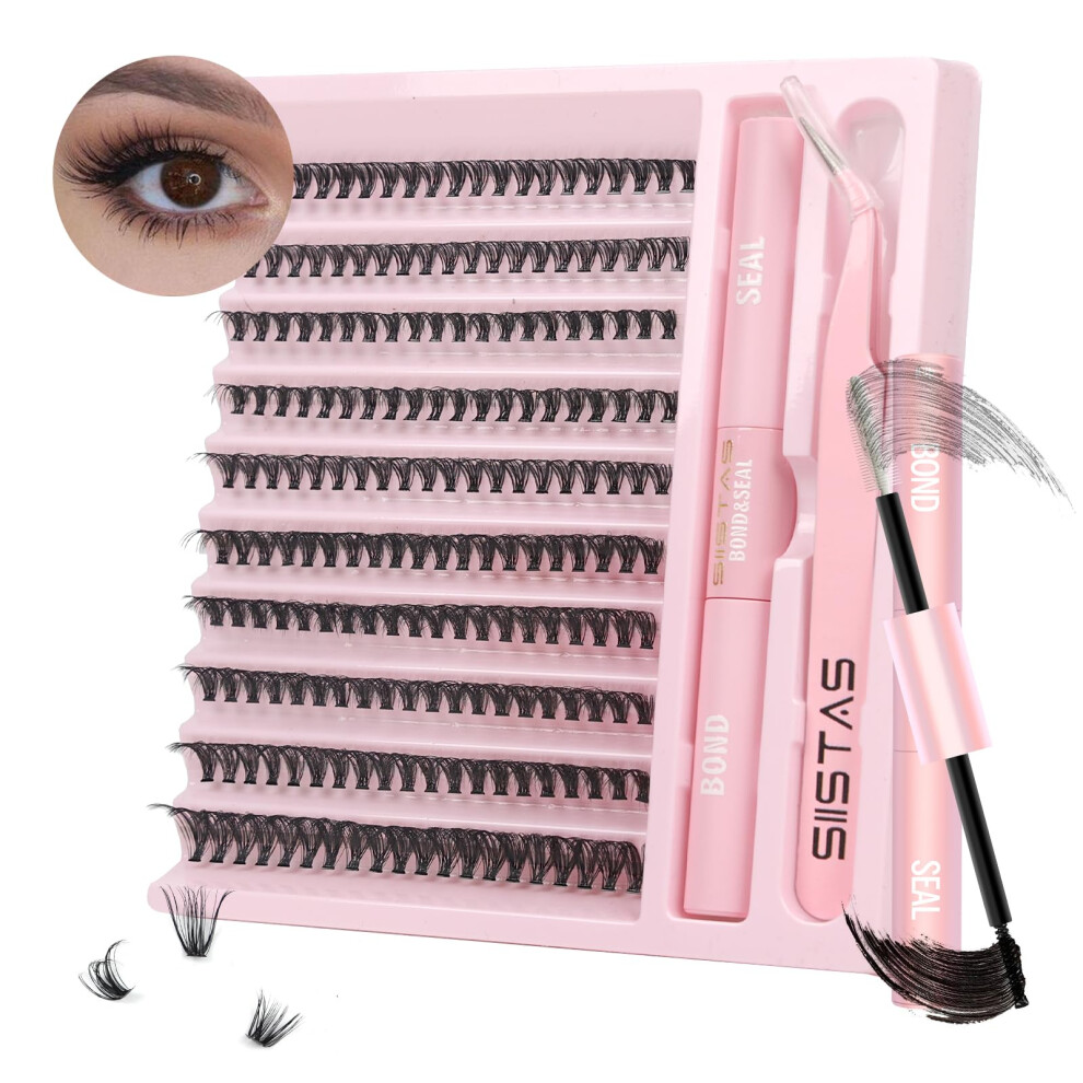 Siistas Diy Lash Extension Kitï¼200Pcs Lash Clusters Individual Lashes Eyelash Extension Kit D Curl Volume Cluster Eyelashes With Lash Bond And Seal And Lash