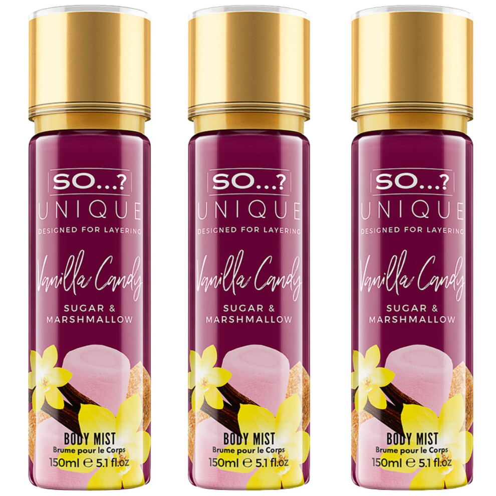 Soâ¦? Unique Womens Vanilla Candy Vegan Body Mist Fragrance Spray 150Ml (Pack Of 3)