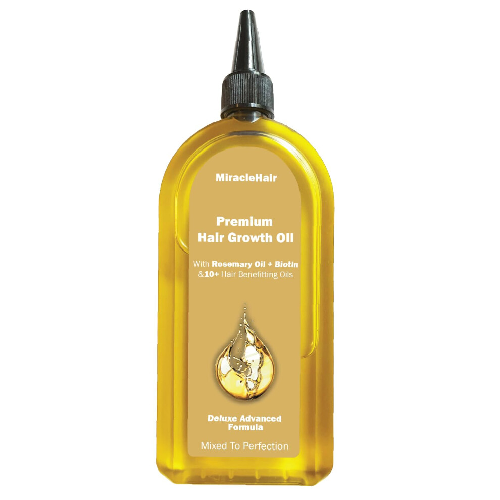 Premium Hair Growth Oil XL 170ml - Rosemary, Biotin, Jojoba, Castor, Coffee, Almond, Argan, Baobab, Peppermint, Ginger & Tea Tree Oil - Hair Growth