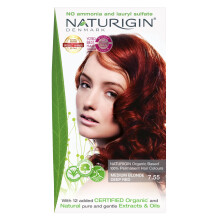 Coloración Permanente Naturigin, 7.55 Tinte Rojo Oscuro, Libre de Amoníaco y Parabenos, Hasta 100% Cobertura de Canas