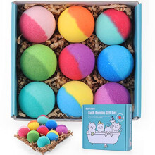 Bath Bombs Gift Set, Vegan & Cruelty Free, Ideal Present for Women, Girls, Birthday Mothers Day Gifts Idea, 9-Pieces Handmade Fizzy Bubble Bath Bombs