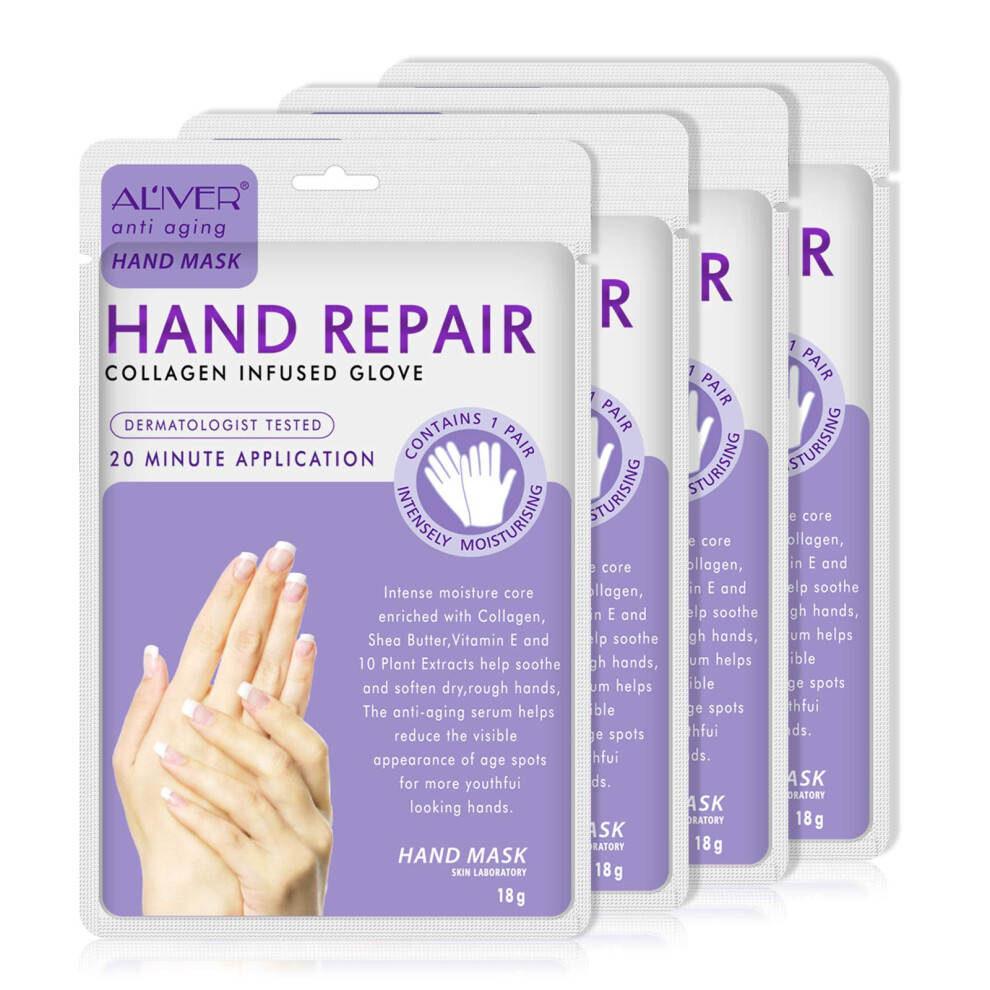 Cckuloob Hand Mask Hand Moisturizing Gloves Mask For Dry,Cracked Hands And Anti-Aging,Repair Rough Skin (4 Packs, Lavender)