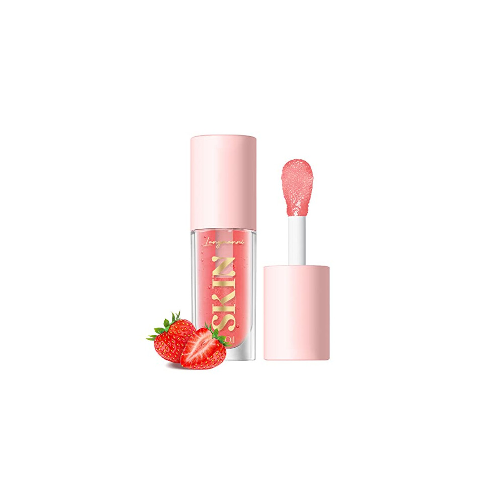Langmanni No-Sticky Lip Gloss/Balm Lip Care,Fruit Flavoured Lip Oil For Dry Lip's Moisturizing Hydrating And Nourishing (Strawberry)
