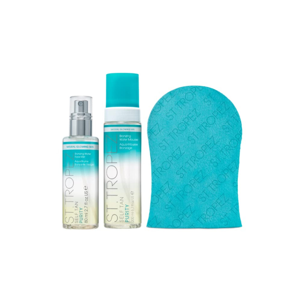 Self Tan Purity Bundle, Purity Face Mist 80ml, Purity Bronzing Mousse 200 ml, Applicator Mitt, Vegan, Natural & Cruelty Free