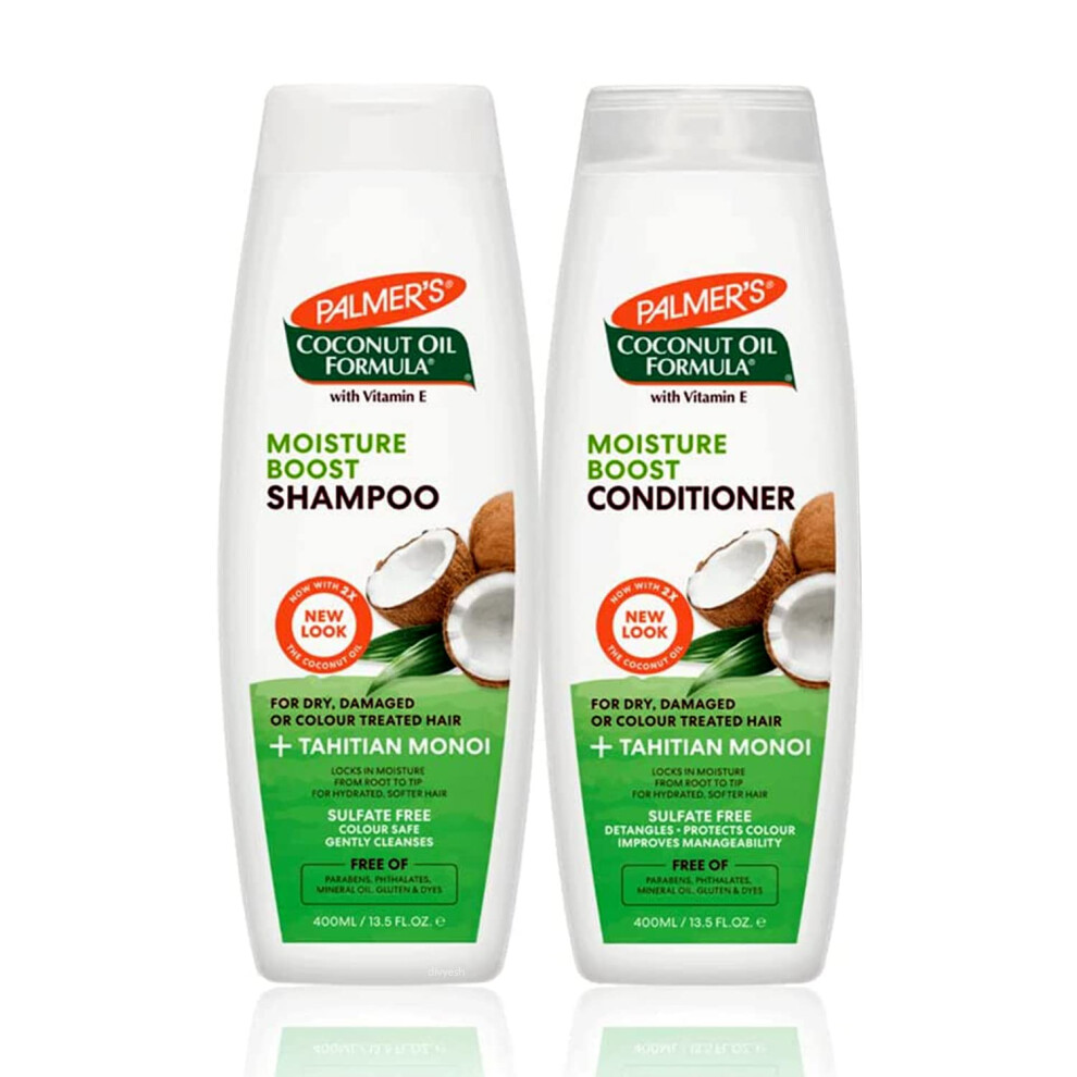 Palmer's / Coconut Oil Formula Moisture Boost / Shampoo & Conditioner / Deal 400 Ml (Pack Of 2), 1.0 Count