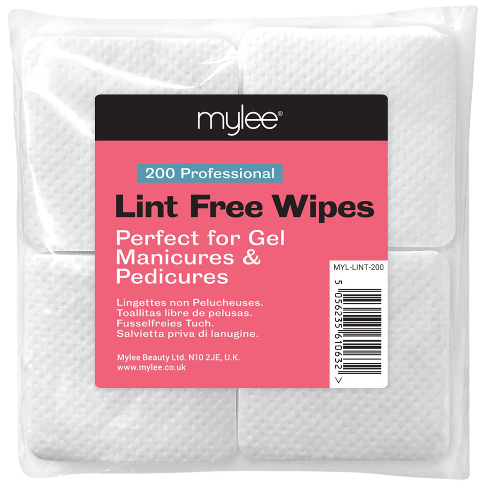 Mylee Lint-Free Nail Wipes 200Pcs - Gel Removal Soft Pads For Manicure And Pedicure, Absorbent Remover Wipes, Prep, Clean & Finish Gel Nail Polish, Salon
