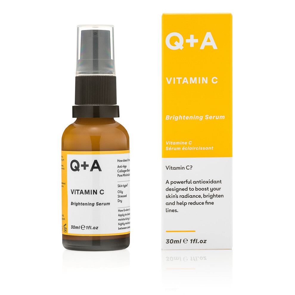 Q+A Vitamin C Brightening Serum, Brighten And Refresh Your Skin With This Antioxidant-Rich And Hydrating Hybrid Face Serum, 30Ml